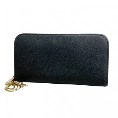 Pre-owned Dior Christian  Black Pink Leather Long Wallet (bi-fold) () In Multi