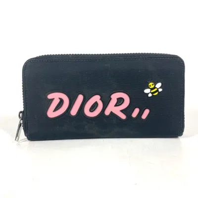 Pre-owned Dior Christian  Black Pink Nylon Long Wallet (bi-fold) () In Black, Pink