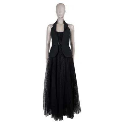 Pre-owned Dior Christian  Black Polyamide 2019 Halted Tulle Gown Dress 38 S