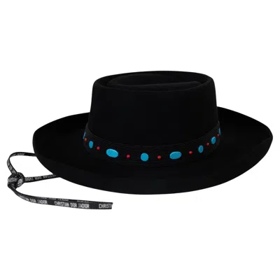 Pre-owned Dior Christian  Black Rabbit Felt 2018 Wild Embellished Cowboy Hat 57