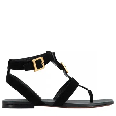 Pre-owned Dior Christian  Black Suede D- Ankle Strap Sandals Shoes 38.5