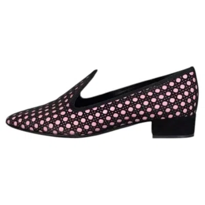 Pre-owned Dior Christian  Black Suede Perforated Ballet Flats Eu 37 Low Heel