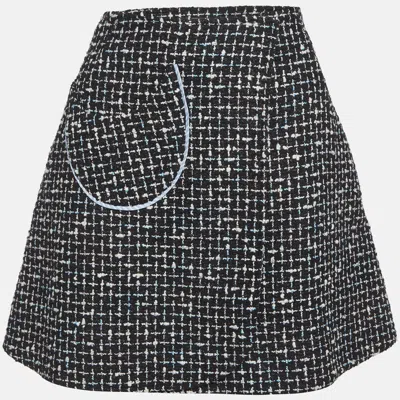 Pre-owned Dior Christian  Black Tweed Wrap Mini Skirt M