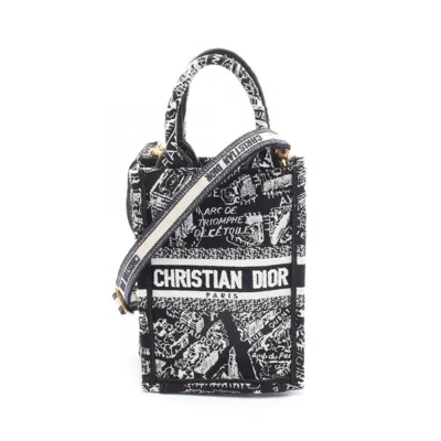 Pre-owned Dior Christian  Black White Canvas Handbag Tote Bag ()