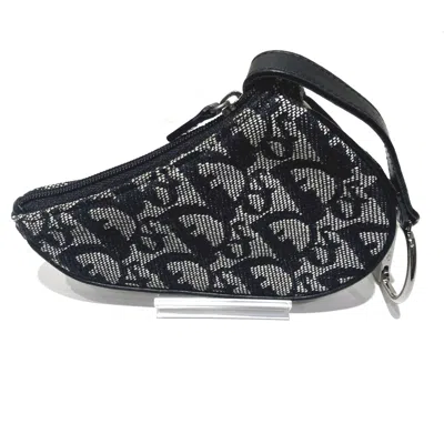 Pre-owned Dior Christian  Black White Canvas Leather Coin Purse/coin Case () In Black, White