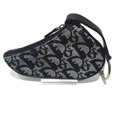 Pre-owned Dior Christian  Black White Canvas Leather Coin Purse/coin Case () In Multi