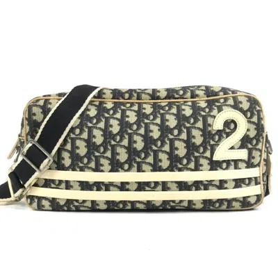 Pre-owned Dior Christian  Black White Canvas Pvc Suede Leather Pochette Shoulder Bag () In Black, White
