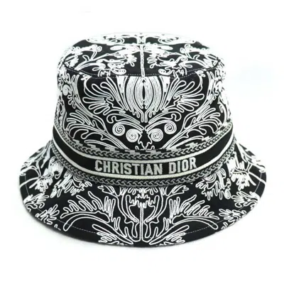 Pre-owned Dior Christian  Black White Cotton Bucket Hat ()