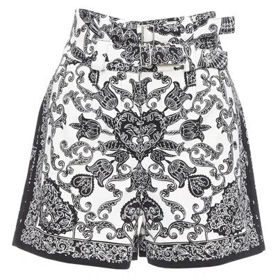 Pre-owned Dior Christian  Black White Cotton Handkerchief Double Belt Shorts Fr34 Xs