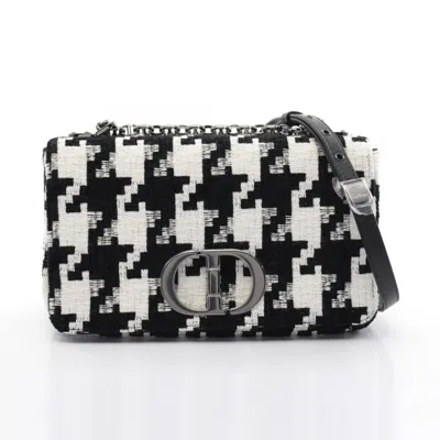 Dior Christian  Black White Fabric Shoulder Bag In Black, White