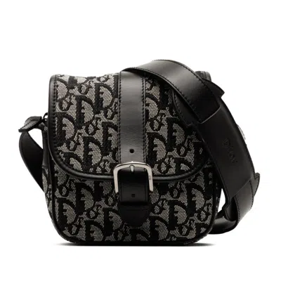 Pre-owned Dior Christian  Black White Leather Canvas Shoulder Bag () In Multi