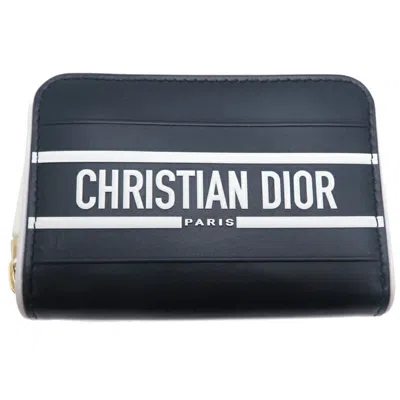 Pre-owned Dior Christian  Black White Leather Coin Purse/coin Case () In Multi