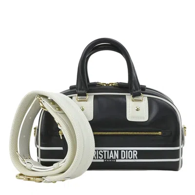 Pre-owned Dior Christian  Black White Leather Handbag Shoulder Bag () In Black, White