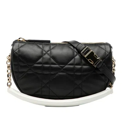 Pre-owned Dior Christian  Black White Leather Handbag Shoulder Bag () In Multi