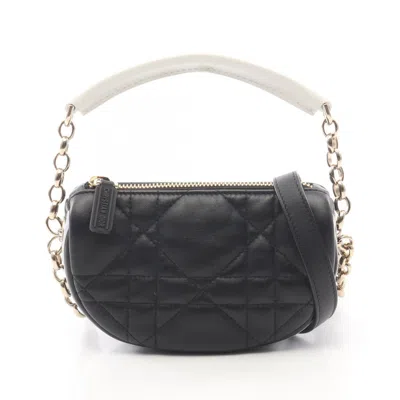 Pre-owned Dior Christian  Black White Leather Handbag Shoulder Bag () In Multi
