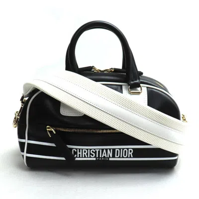 Pre-owned Dior Christian  Black White Leather Shoulder Bag ()