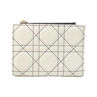 Pre-owned Dior Christian  Black White Leather Wallet (bi-fold) () In Black, White