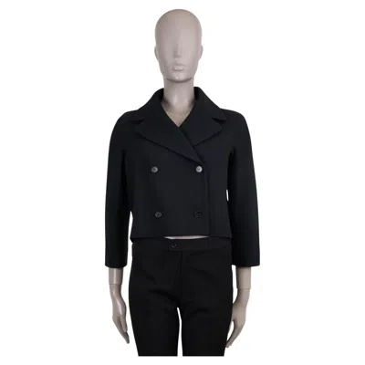 Pre-owned Dior Christian  Black Wool & Silk 2022 Cropped Peacoat Jacket 38 S