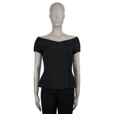 Pre-owned Dior Christian  Black Wool & Silk Double Breasted Off-shoulder Jacket 40 M