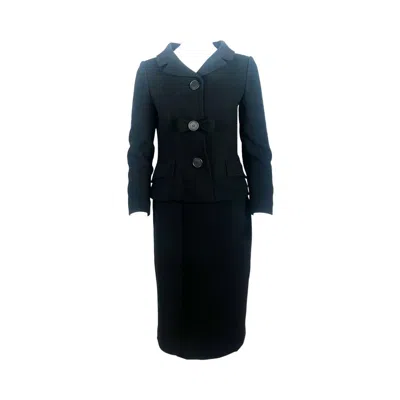 Pre-owned Dior Christian  Black Wool Blazer Jacket And Pencil Skirt Suit Size 8 W/ Tags