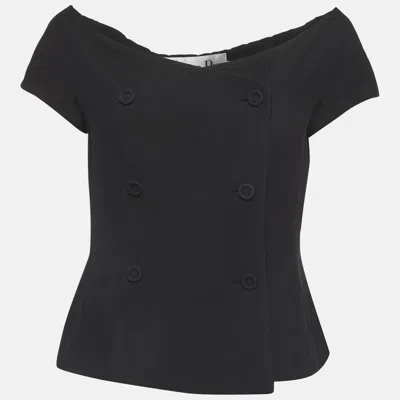 Pre-owned Dior Christian  Black Wool Blend Off Shoulder Jacket M