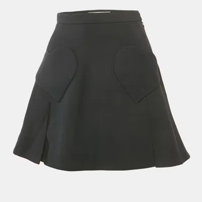 Pre-owned Dior Christian  Black Wool Heart Pocket Detail Mini Skirt S