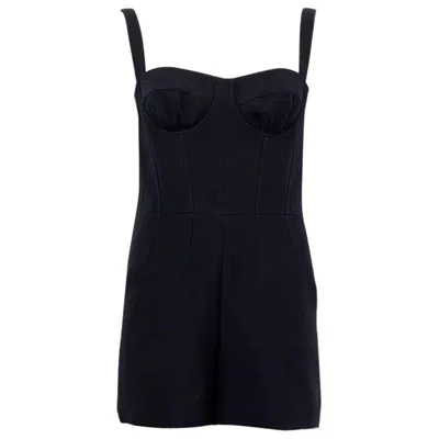Pre-owned Dior Christian  Black Wool Silk 2018 Bustier Mini Romper Jumpsuit 38 S