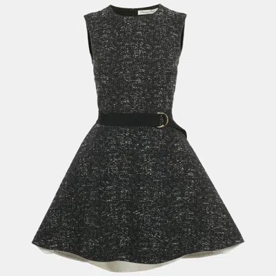 Pre-owned Dior Christian  Black Woven Cotton Blend Asymmetric Flared Mini Dress S