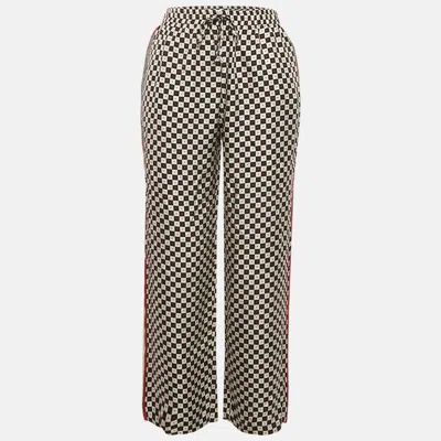 Pre-owned Dior Christian  Black/white Heart Checkered Silk Trousers L