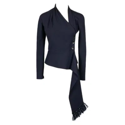 Pre-owned Dior Christian  Blended Cotton Asymmetrical Jacket In Black