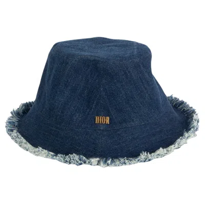Pre-owned Dior Christian  Blue 2022 Frayed Denim Bucket Hat S/m