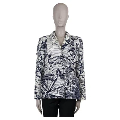 Pre-owned Dior Christian  Blue & White Cotton 2020 La Froce T-bar Jacket 38 S