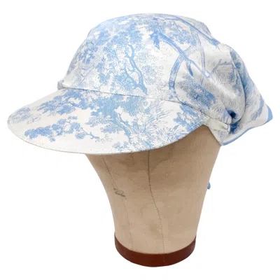 Pre-owned Dior Christian  Blue & White "toile De Jouy" Print Silk Scarf Visor