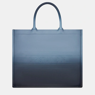 Pre-owned Dior Christian  Blue Calfskin Large  Book Tote