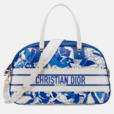 Pre-owned Dior Christian  Blue Calfskin Large  Vibe Classic Bowling Bag
