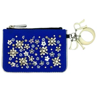 Pre-owned Dior Christian  Blue Canvas Leather Coin Purse/coin Case ()