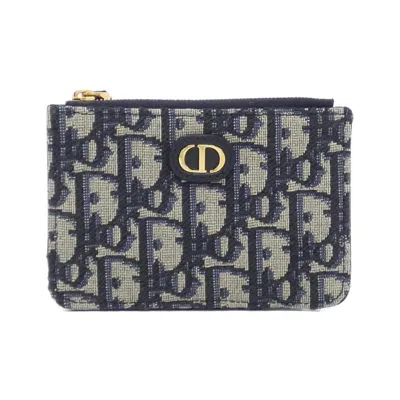 Pre-owned Dior Christian  Blue Canvas Leather Coin Purse/coin Case ()