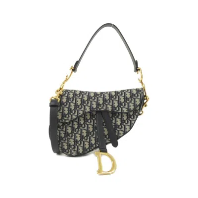 Pre-owned Dior Christian  Blue Canvas Saddle Bag Shoulder Bag ()