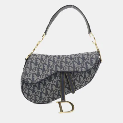 Pre-owned Dior Christian  Blue Canvas Saddle Shoulder Bag