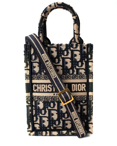 Dior Christian  Blue Canvas Vertical Oblique Mini Book Tote (authentic Pre-loved)