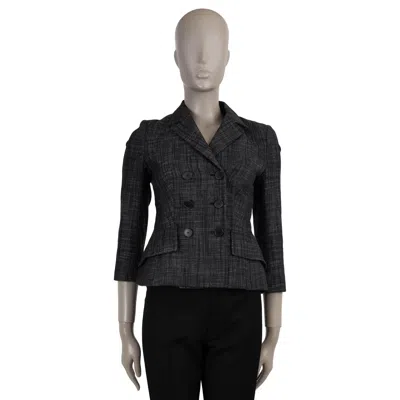 Pre-owned Dior Christian  Blue Cotton 2020 Bar Double Breasted Tweed Jacket 34 Xxs