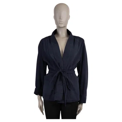 Pre-owned Dior Christian  Blue Cotton 2021 Belted Denim Kimono Jacket 46 Xl