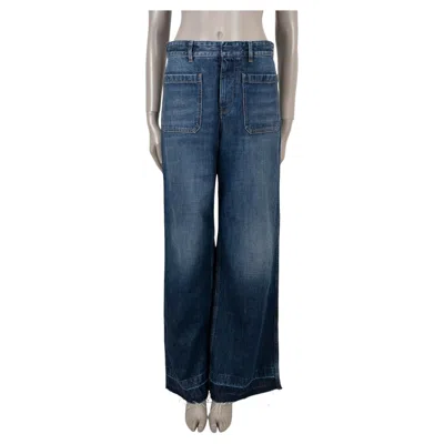 Pre-owned Dior Christian  Blue Cotton 2024  8 Washed Flared Jeans Pants 40 M