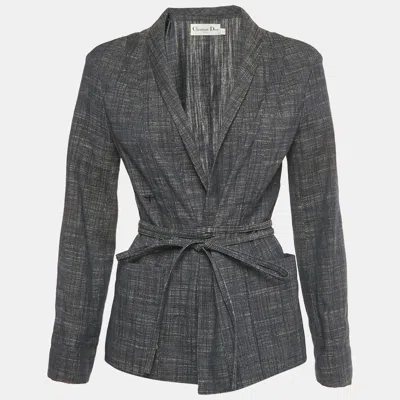 Pre-owned Dior Christian  Blue Cotton Wrap Blazer M