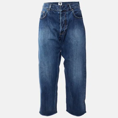 Pre-owned Dior Christian  Blue Denim Cropped Frayed Edge Jeans L/waist 30"