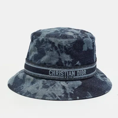Pre-owned Dior Christian  Blue Denim D-bobby Bucket Hat Size 58