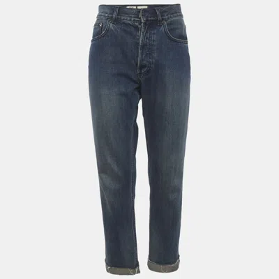 Pre-owned Dior Christian  Blue Denim Raw Edge Hem Boyfriend Jeans S/waist 30"