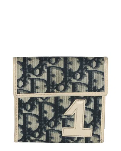 Pre-owned Dior Christian  Blue Fabric Vintage Issimo Canvas 1 Trifold Wallet  (authentic Pre-loved)
