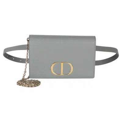 Pre-owned Dior Christian  Blue Grained Calfskin 30 Montaigne 2-in-1 Pouch