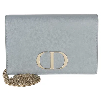 Pre-owned Dior Christian  Blue Grained Calfskin 30 Montaigne 2-in-1 Pouch
